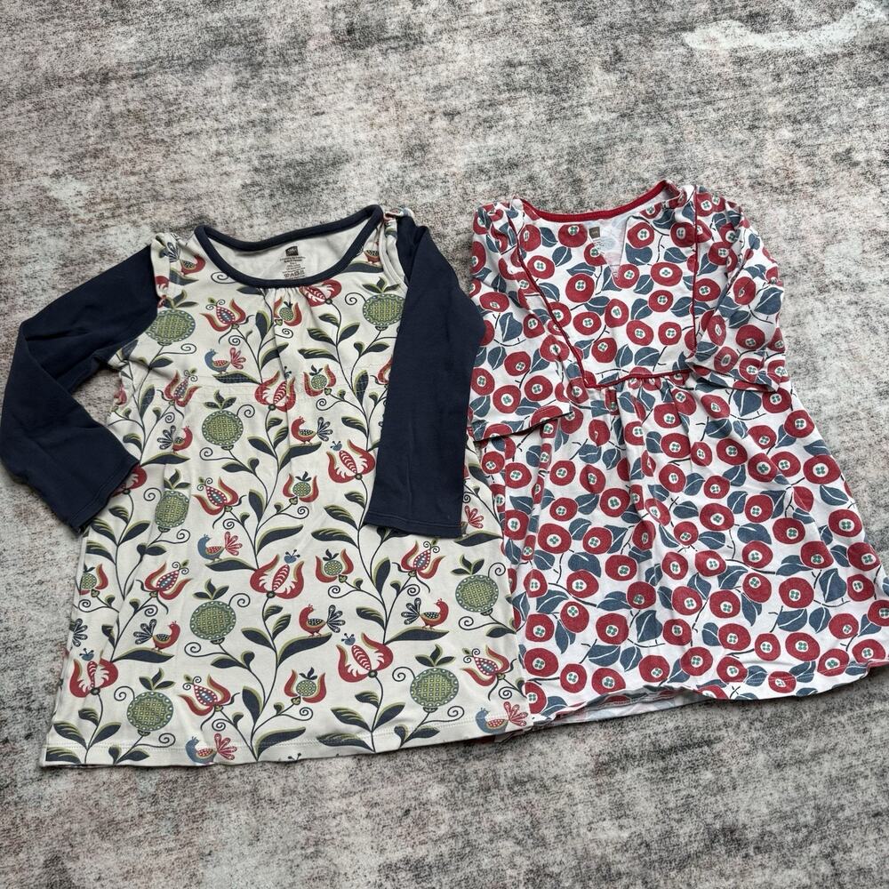 Tea Collection Girls Long Sleeve Play Dress Lot Size 4 Colorful Cotton Soft